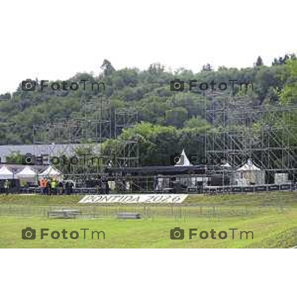 Bergamo Preparazione palco raduno leghisti Pontida 2026 18 Settembre 2026 cronaca Bergamo Italia Foto Tiziano Manzoni Lapresse