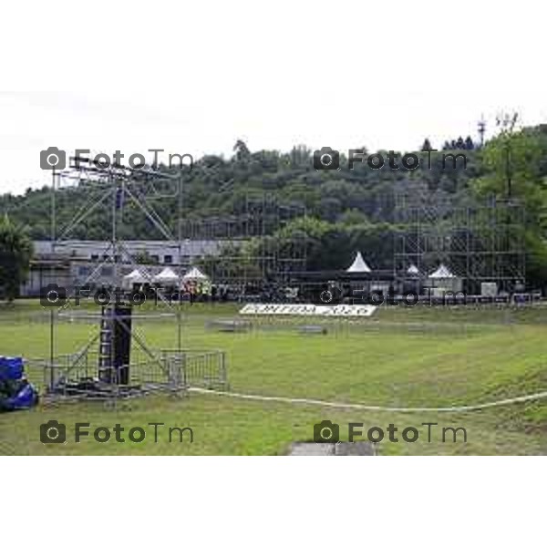 Bergamo Preparazione palco raduno leghisti Pontida 2026 18 Settembre 2026 cronaca Bergamo Italia Foto Tiziano Manzoni Lapresse