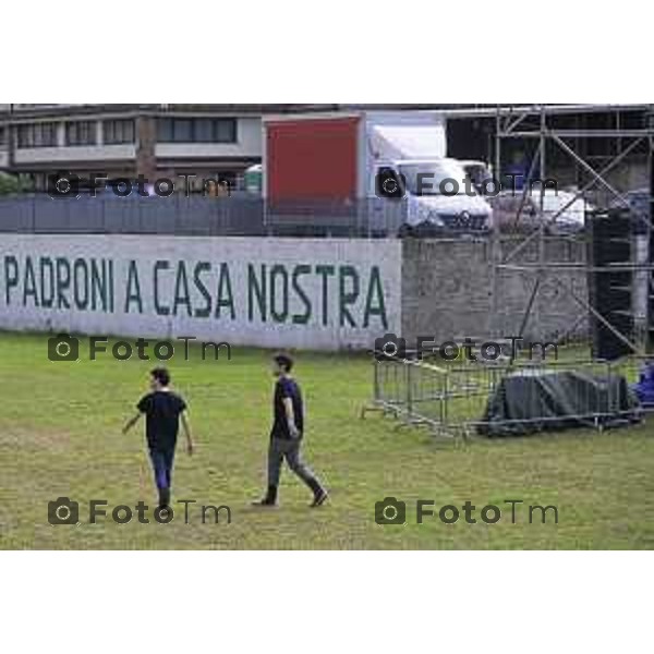 Bergamo Preparazione palco raduno leghisti Pontida 2026 18 Settembre 2026 cronaca Bergamo Italia Foto Tiziano Manzoni Lapresse