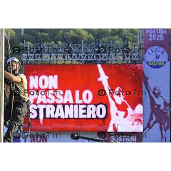 Pontida raduno leghista sabato con intervento dei ministri Valditara Locatelli e Calderoli dibattito con i giovani Padani 19 settembre 2026 cronaca Bergamo Italia Foto Tiziano Manzoni Lapresse