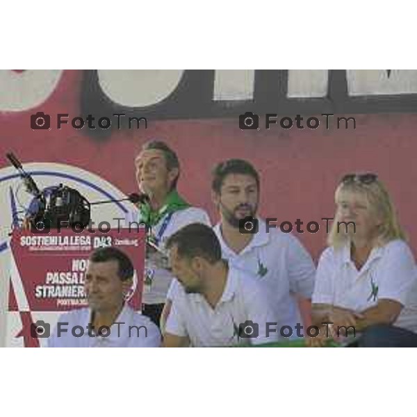 Bergamo Prato di Pontida raduno Leghista Attilio Fontana con il gruppo regione lombardia 20 settembre 2026 Bg Italia Foto Tiziano Manzoni Lapresse
