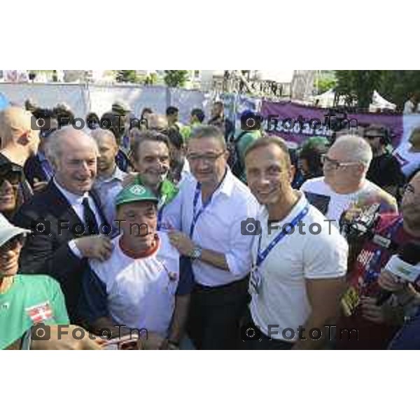 Bergamo Prato di Pontida raduno Leghista Luca Zaia Attilio Fontana Massimigliano Fugatti Fedriga Massimigliano 20 settembre 2026 Bg Italia Foto Tiziano Manzoni Lapresse