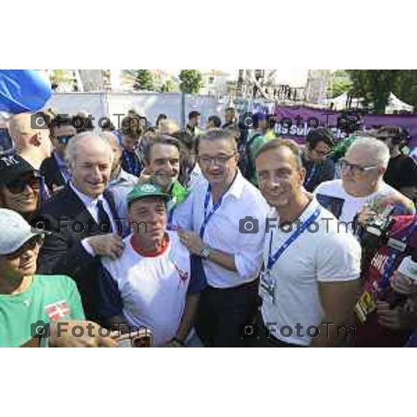 Bergamo Prato di Pontida raduno Leghista Luca Zaia Attilio Fontana Massimigliano Fugatti Fedriga Massimigliano 20 settembre 2026 Bg Italia Foto Tiziano Manzoni Lapresse