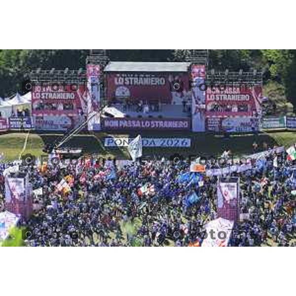Bergamo Prato di Pontida raduno Leghista vista dall\'alto paratone vuoto 20 settembre 2026 Bg Italia Foto Tiziano Manzoni Lapresse