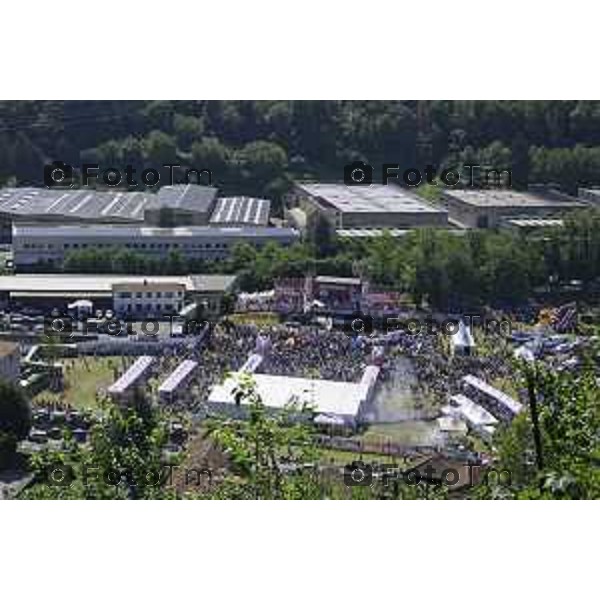 Bergamo Prato di Pontida raduno Leghista vista dall\'alto paratone vuoto 20 settembre 2026 Bg Italia Foto Tiziano Manzoni Lapresse