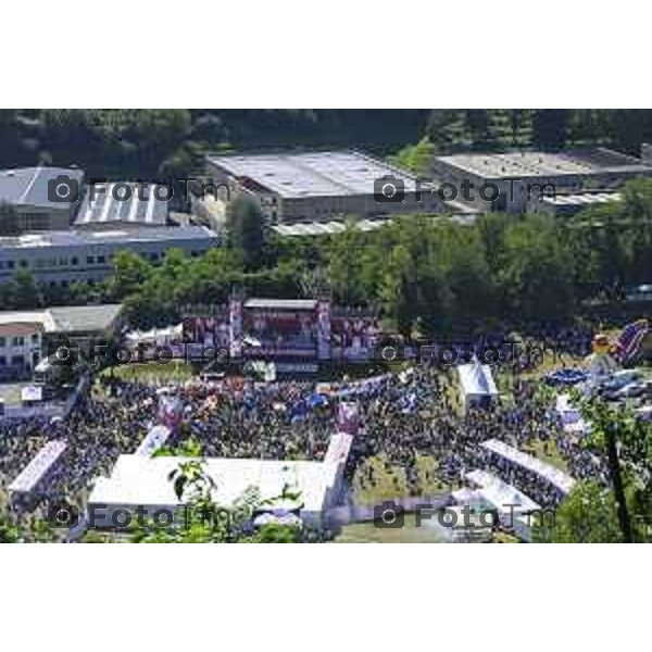 Bergamo Prato di Pontida raduno Leghista vista dall\'alto paratone vuoto 20 settembre 2026 Bg Italia Foto Tiziano Manzoni Lapresse