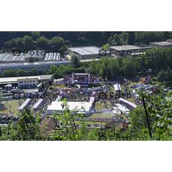 Bergamo Prato di Pontida raduno Leghista vista dall\'alto paratone vuoto 20 settembre 2026 Bg Italia Foto Tiziano Manzoni Lapresse