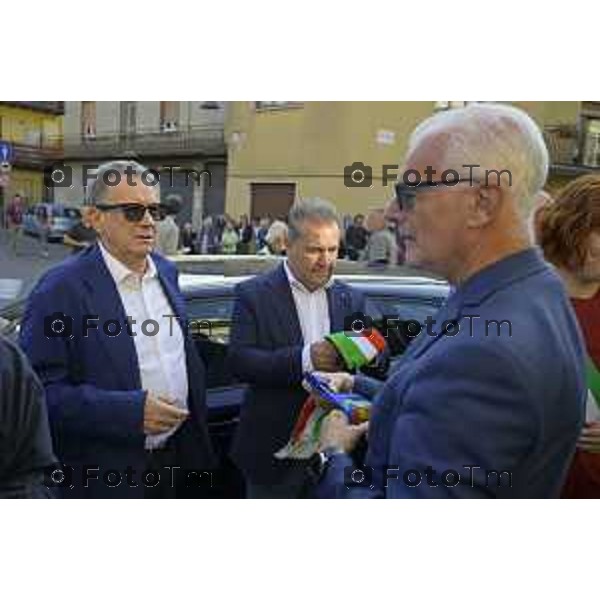 Bergamo Villa D\'Almè manifestazione sindaci dei Comuni della Val Brembana e della Valle Imagna per cercare di sbloccare il finanziamento del progetto della strada Paladina-Sedrina e Bettoni Gafforelli 3 ottobre 2026 cronaca Bergamo Italia Foto Tiziano Manzoni Lapresse
