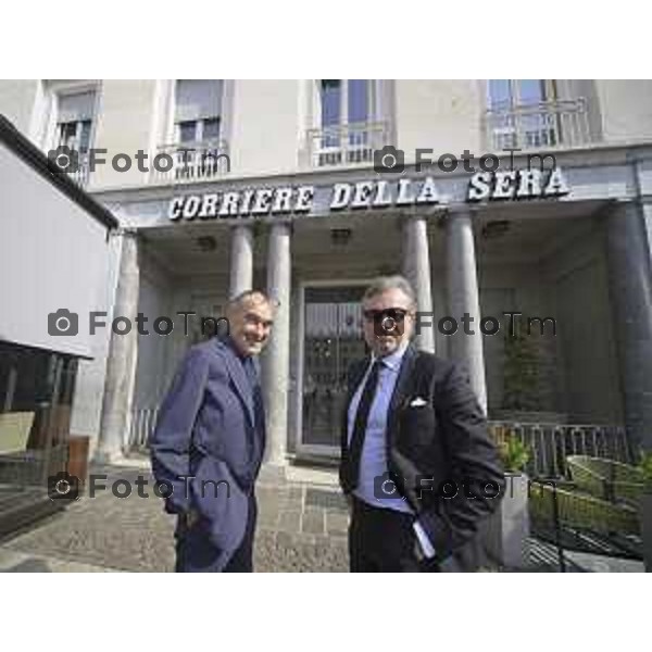 Bergamo Allenatore Atalanta Maurizio Sarri e Cristiano Giuntoli intervistati in redazione del Corriere della Sera Bg 06 Ottobre 2026 cronaca Bergamo Italia Foto Tiziano Manzoni Lapresse