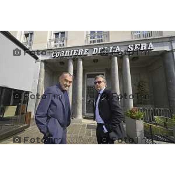Bergamo Allenatore Atalanta Maurizio Sarri e Cristiano Giuntoli intervistati in redazione del Corriere della Sera Bg 06 Ottobre 2026 cronaca Bergamo Italia Foto Tiziano Manzoni Lapresse
