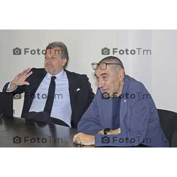 Bergamo Allenatore Atalanta Maurizio Sarri e Cristiano Giuntoli intervistati in redazione del Corriere della Sera Bg 06 Ottobre 2026 cronaca Bergamo Italia Foto Tiziano Manzoni Lapresse