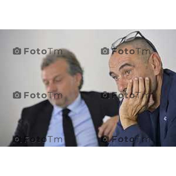 Bergamo Allenatore Atalanta Maurizio Sarri e Cristiano Giuntoli intervistati in redazione del Corriere della Sera Bg 06 Ottobre 2026 cronaca Bergamo Italia Foto Tiziano Manzoni Lapresse
