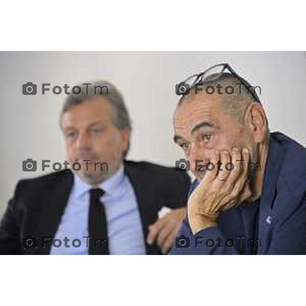 Bergamo Allenatore Atalanta Maurizio Sarri e Cristiano Giuntoli intervistati in redazione del Corriere della Sera Bg 06 Ottobre 2026 cronaca Bergamo Italia Foto Tiziano Manzoni Lapresse