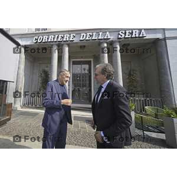 Bergamo Allenatore Atalanta Maurizio Sarri e Cristiano Giuntoli intervistati in redazione del Corriere della Sera Bg 06 Ottobre 2026 cronaca Bergamo Italia Foto Tiziano Manzoni Lapresse