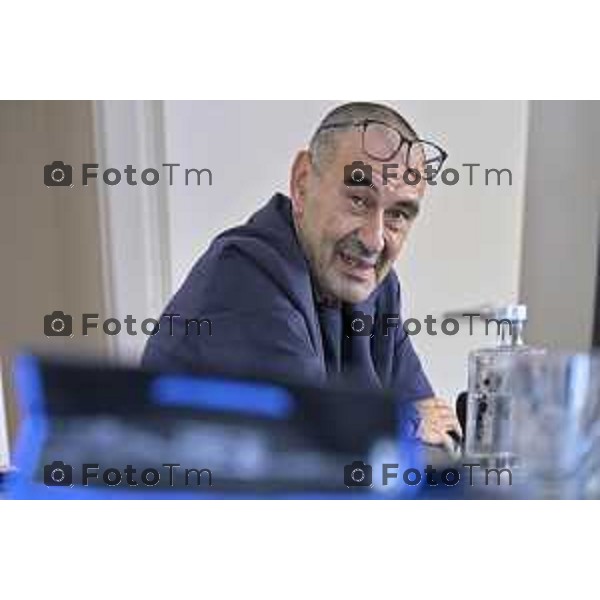 Bergamo Allenatore Atalanta Maurizio Sarri e Cristiano Giuntoli intervistati in redazione del Corriere della Sera Bg 06 Ottobre 2026 cronaca Bergamo Italia Foto Tiziano Manzoni Lapresse