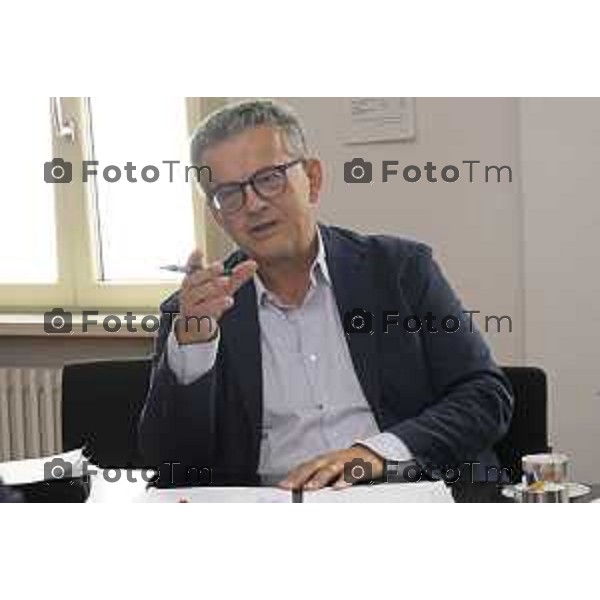 Bergamo Allenatore Atalanta Maurizio Sarri e Cristiano Giuntoli intervistati in redazione del Corriere della Sera Bg 06 Ottobre 2026 cronaca Bergamo Italia Foto Tiziano Manzoni Lapresse