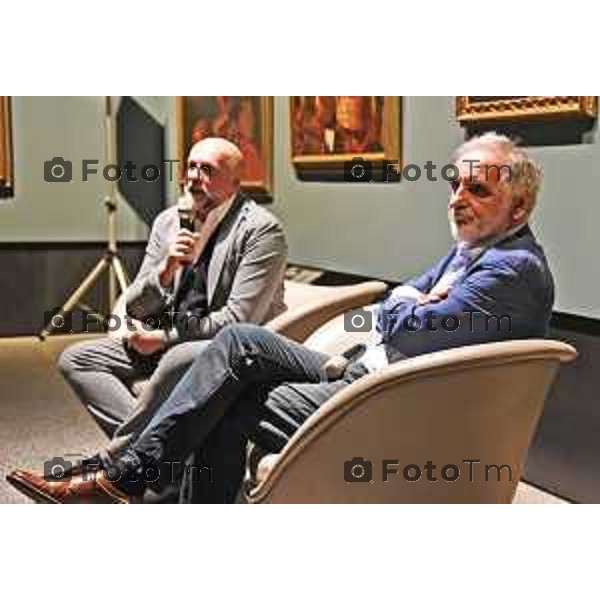 Bergamo 80 anni di premio letterario strega accademmia Carrara da sx Petrocchi dialoga con Mari Bergamo 24 ottobre 2026 Bergamo Italia Foto Tiziano Manzoni Lapresse