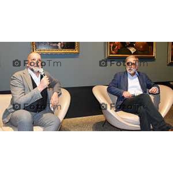 Bergamo 80 anni di premio letterario strega accademmia Carrara da sx Petrocchi dialoga con Mari Bergamo 24 ottobre 2026 Bergamo Italia Foto Tiziano Manzoni Lapresse