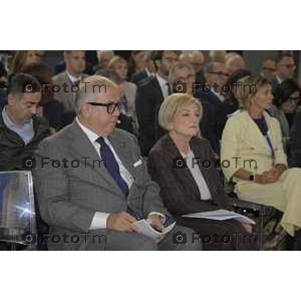 Bergamo ministro Assemblea Generale 2026 di Federmeccanica Kilometro Rosso Marina Calderone, Ministro del Lavoro Bergamo 2026 cronaca Italia nella foto Simone Bettini: Presidente di Federmeccanica e Marina Calderone, Foto Tiziano Manzoni Lapresse