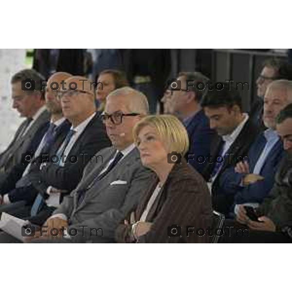 Bergamo ministro Assemblea Generale 2026 di Federmeccanica Kilometro Rosso Marina Calderone, Ministro del Lavoro Bergamo 2026 cronaca Italia nella foto Simone Bettini: Presidente di Federmeccanica e Marina Calderone, Foto Tiziano Manzoni Lapresse
