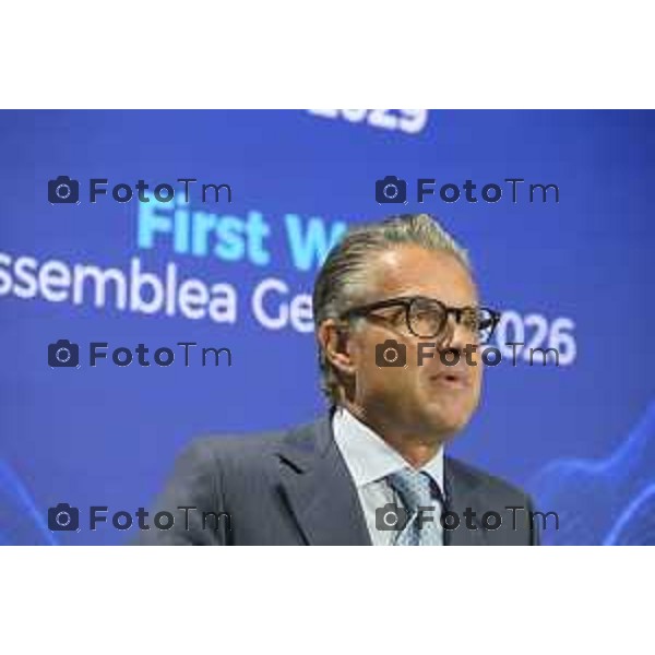 Bergamo ministro Assemblea Generale 2026 di Federmeccanica Kilometro Rosso Marina Calderone, Ministro del Lavoro Bergamo 2026 cronaca Italia Matteo Zanetti: Presidente di Confindustria Bergamo. Foto Tiziano Manzoni Lapresse