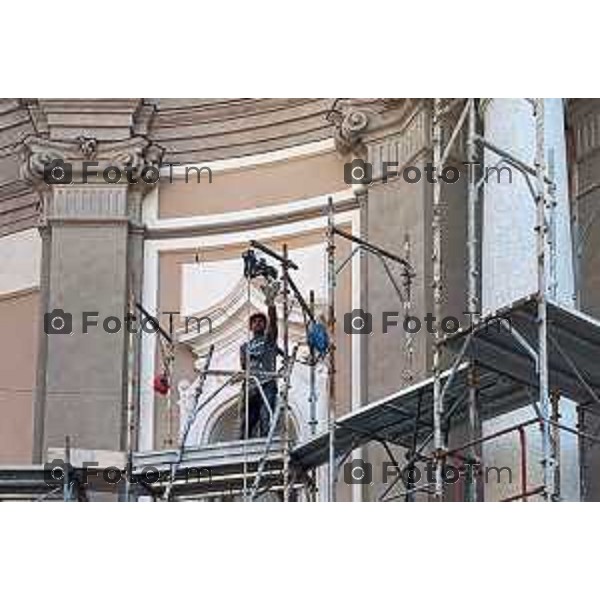 Tiziano Manzoni/ LaPresse 17 Giugno 2022 Bergamo Italia Cronaca Treviglio la basilica lavori restauri